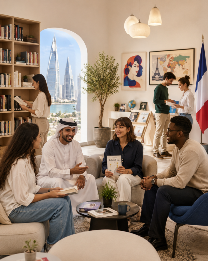 Members enjoying a moment together at Alliance Française Bahrain